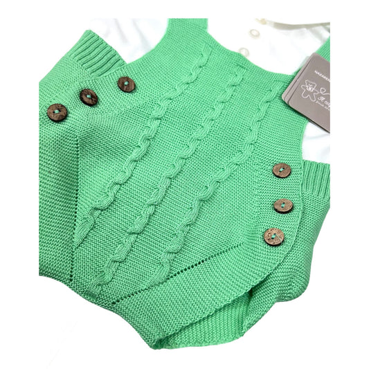 Nazareno Gabrielli Set In Filo Pagliaccetto-Camicia-Cuffietta-Scarpine (Copia)