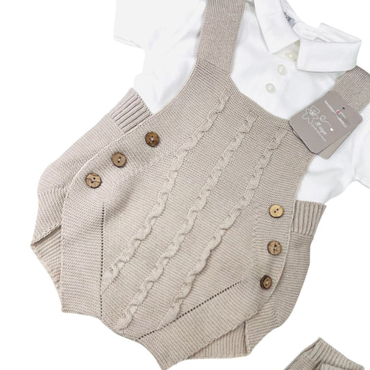 Nazareno Gabrielli Set In Filo Pagliaccetto-Camicia-Cuffietta-Scarpine (Copia)