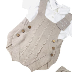 Nazareno Gabrielli Set In Filo Pagliaccetto-Camicia-Cuffietta-Scarpine (Copia)