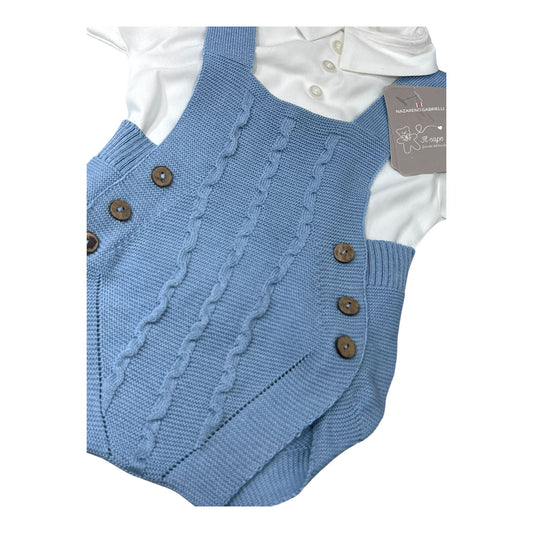 Nazareno Gabrielli Set In Filo Pagliaccetto-Camicia-Cuffietta-Scarpine (Copia)