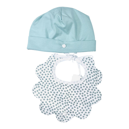 Klaiadì Cappellino e Bavetta In Jersey Neonata Da Corredino
