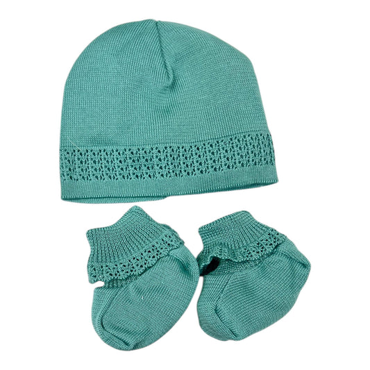 Klaiadì Completo Cappellino e Scarpine in Filo Nascita Da Neonata