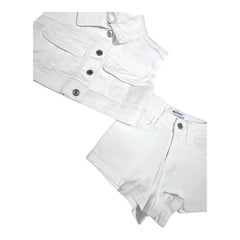 Giubbino Smanicato con Short Completo in Jeans Neonata