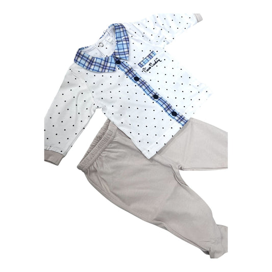 Tutina Due Pezzi Pierre Cardin 100% Cotone Da Neonato