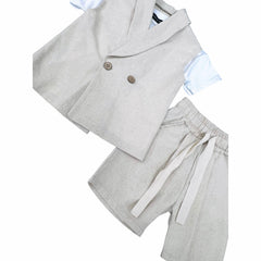 Montecarlo Completo m. Lino Giacca Smanicata T-Shirt Bermuda Neonato e Bambino