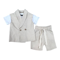 Montecarlo Completo m. Lino Giacca Smanicata T-Shirt Bermuda Neonato e Bambino
