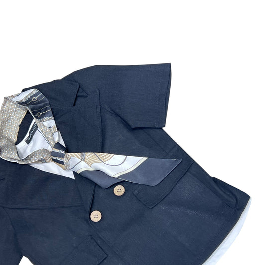 Capri Completo m. Lino Tre Pezzi Giacca con Rever Canotta Bermuda Da Bambino