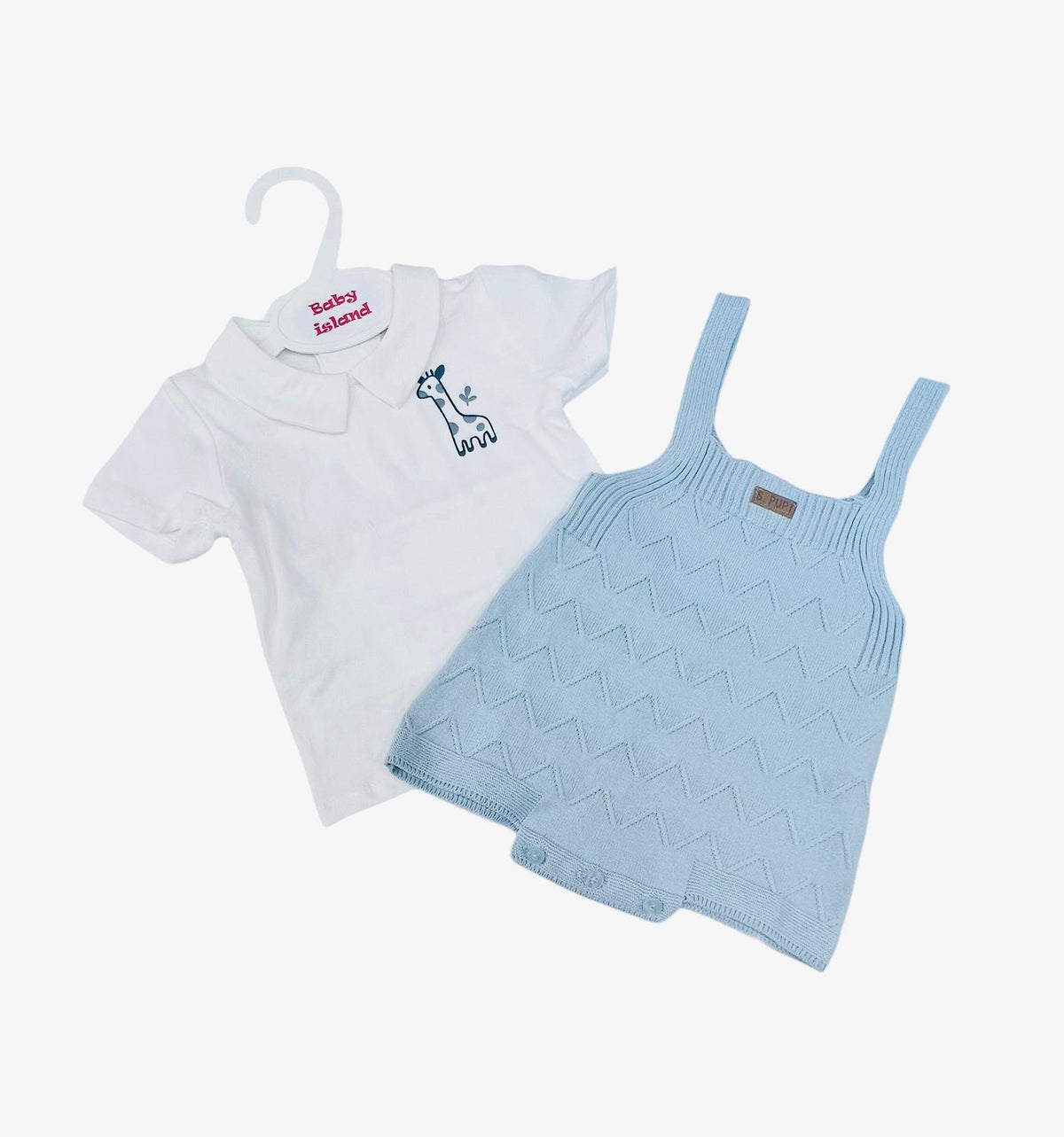 Pupi Completo Salopette in Filo Cotone Con Polo Da Neonato