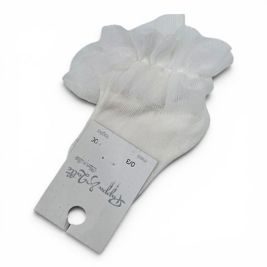 Pappa e Latte Calzino Corto Filo di Scozia Con Voilant in Tulle Da Neonata