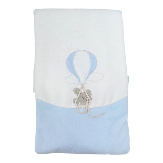 Klaiadì Coperta In Ciniglia Ricamo Mongolfiera Da Neonato