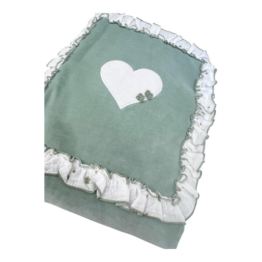 Klaiadì Coperta in Ciniglia Da Neonata Con Volant