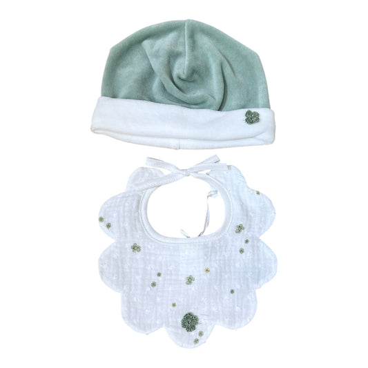 Klaiadì Cappellino e Bavetta In Ciniglia Da Neonata