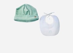 Klaiadì Set Cappellino in Ciniglia e Bavetta Ricamata in Piquet da Neonato