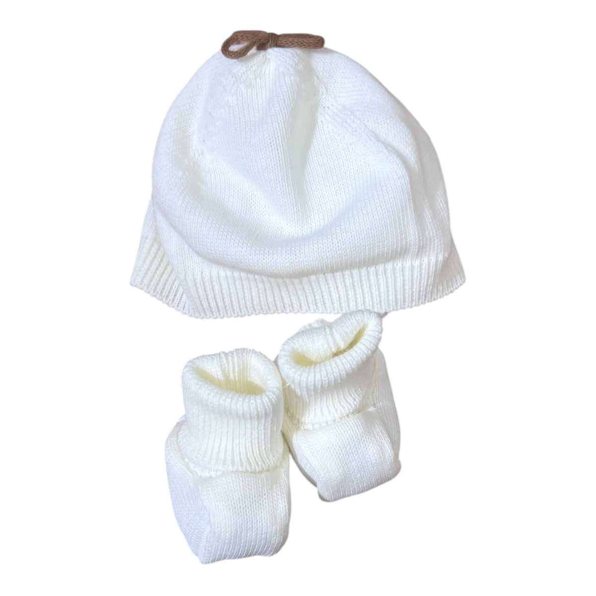 Pappa e Latte Cappellino e Scarpine in Lana Da Neonati
