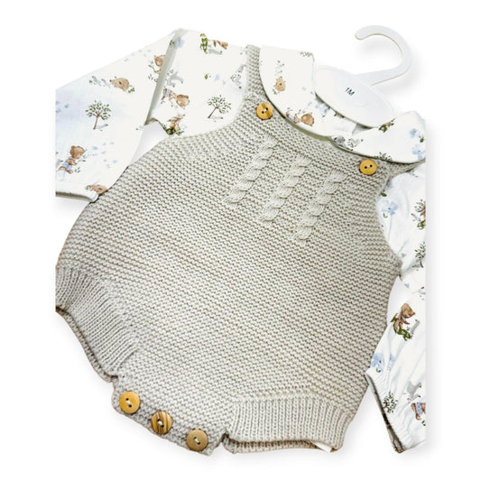 Salopette m. Lana con Camicia Per Neonati Invernale