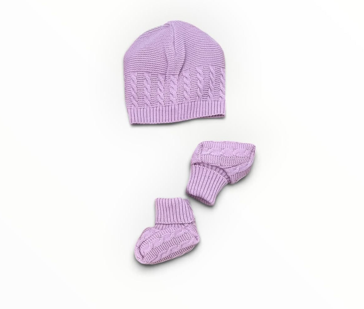 Klaiadì Cappellino e Scarpine in Lana Da Neonata