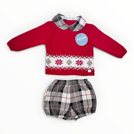 Juliana Completo Tartan Natalizio in m. Lana Invernale