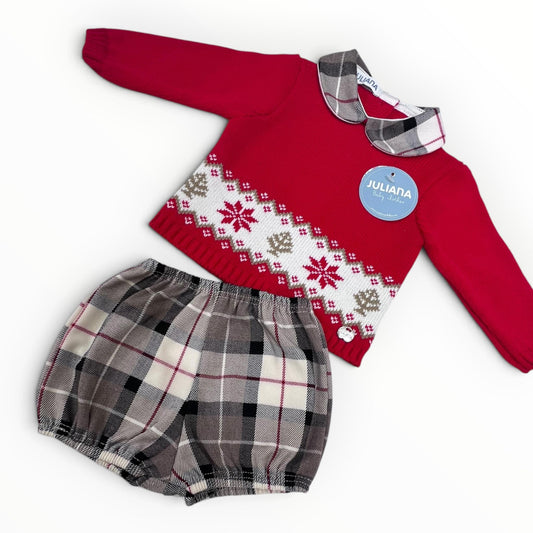 Juliana Completo Tartan Natalizio in m. Lana Invernale