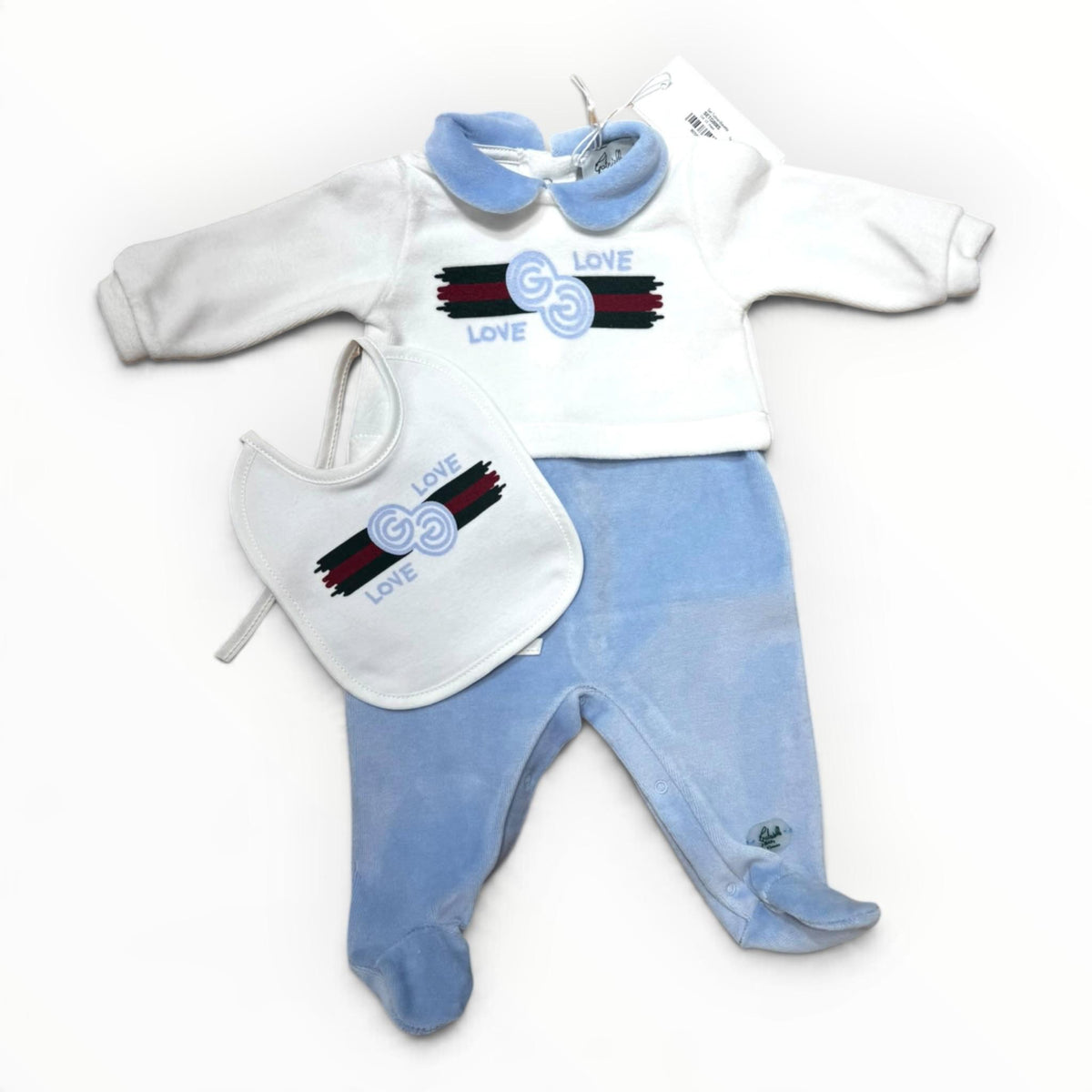G. Gucci Tutina in Ciniglia e Bavetta Da Neonato