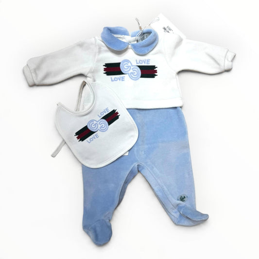 G. Gucci Tutina in Ciniglia e Bavetta Da Neonato
