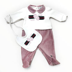 G. Gucci Tutina e Bavetta in Ciniglia Da Neonata