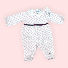 G. Gucci Tutina in Felpa Logata Con Fascia web con Fiocco Da Neonata