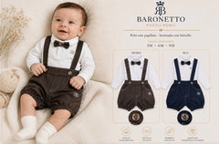 Baronetto Piccoli Nobili Salopette Polo Papillon Da Neonato