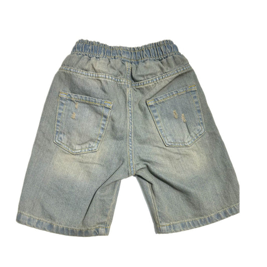 Rebel Bermuda Neonato Jeans Sabbiato con Elastico in vita