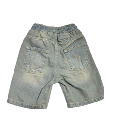 Rebel Bermuda Ragazzo Jeans Sabbiato con Elastico in vita