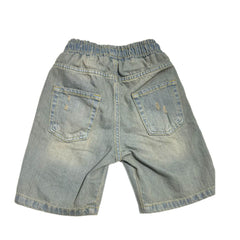 Rebel Bermuda Bambino Jeans Sabbiato con Elastico in vita