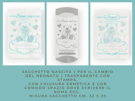 Sacchetto Nascita Cambio del Neonato con Chiusura Ermetica