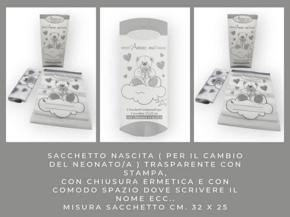 Sacchetto Nascita Cambio del Neonato con Chiusura Ermetica