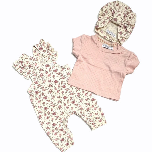 Completo Dirkje Neonata con Turbante Tre Pezzi