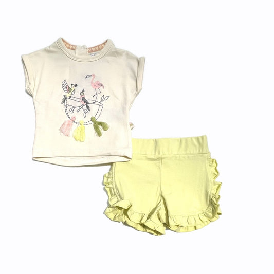 Completo Dirkje Neonata con Short e T-shirt Nappe e Volant