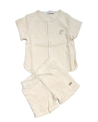 Completo Neonato in Lino Camicia e Bermuda