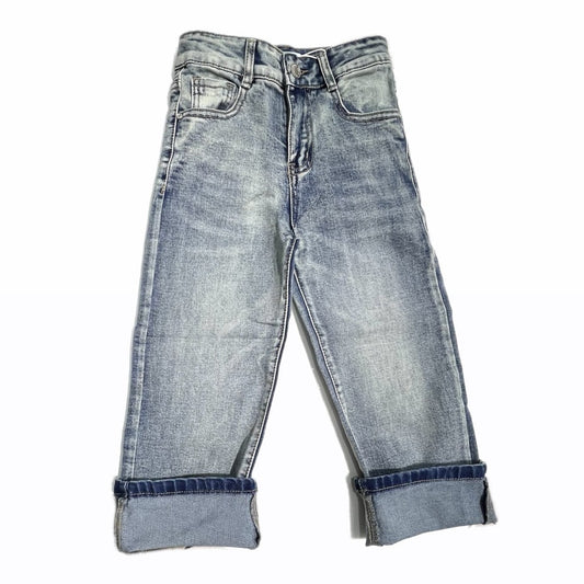 Jeans Wide Leg Bambina con Risvolto