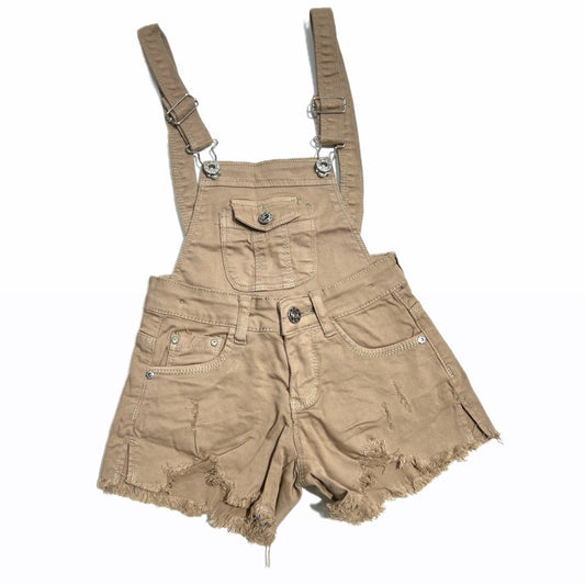 Salopette Bambina Jeans Sfrangiato con Pattina Rimovibile