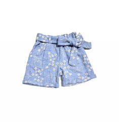 Piccola Lù Short in Cotone con Fiocco e Ricami con Fiorellini